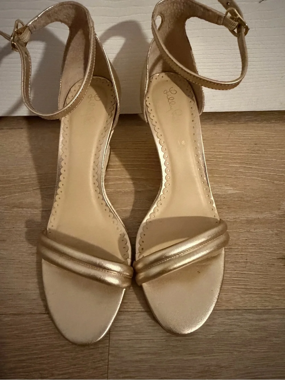 Lilly Pulitzer Metallic Gold Ankle-Strap Heels